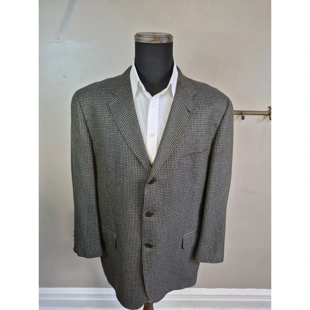 Joseph Abboud Mens Silk Wool Sports Coat 44R Multicolor USA 3 Button Check